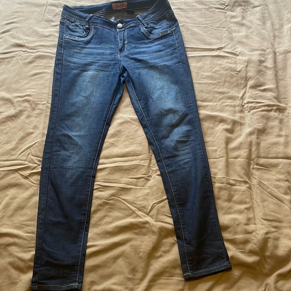 Hailey Made With Love Jeans. Blue, stretchy, denim, skinny fit, size juniors 9.